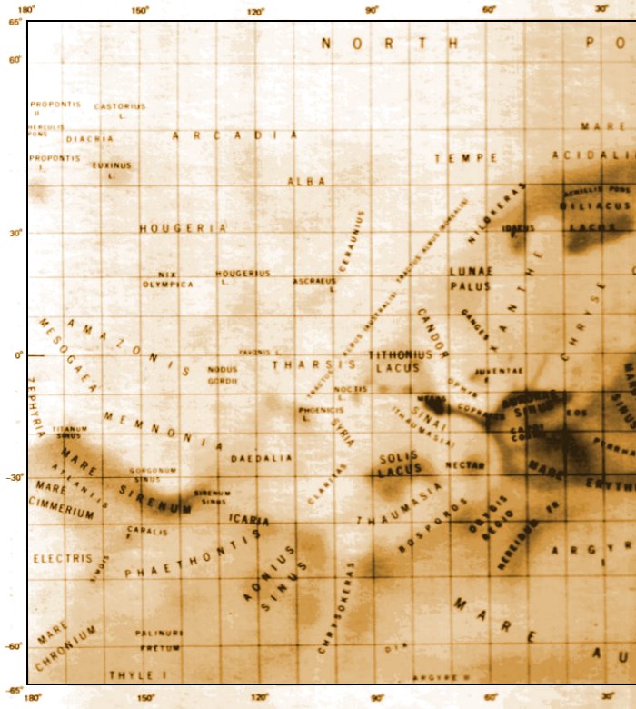 [Foto: Mappa telescopica di Marte (emisfero orientale)]